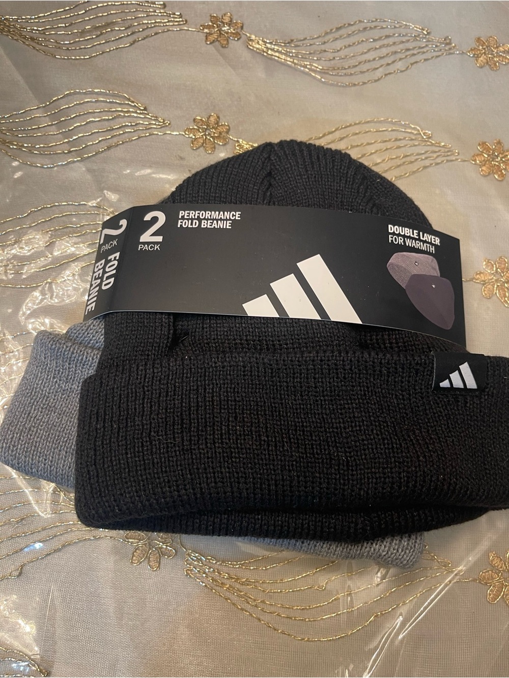 adidas Men’s Performance Fold Beanie 2-Pack - Black & Gray